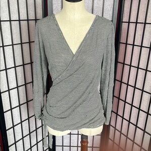 Striped faux wrap top
